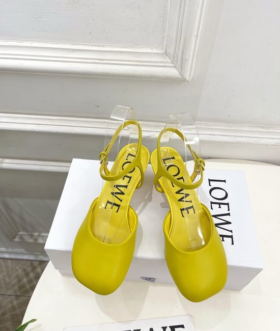 Loewe Ankle Strap Soft Leather Ballet Flat Shoes