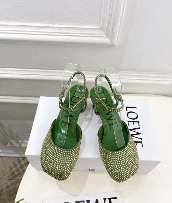 Loewe Rhinestone Decor Ballet Flats Elegant Multi Heel Height Footwear