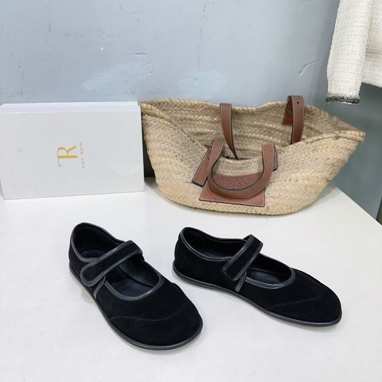 The Row Velcro Buckle Mary Jane Shoes Soft Suede Upper Casual