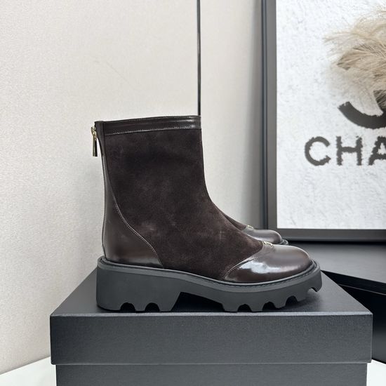 Chanel Genuine Leather Ankle Boots Premium Quality