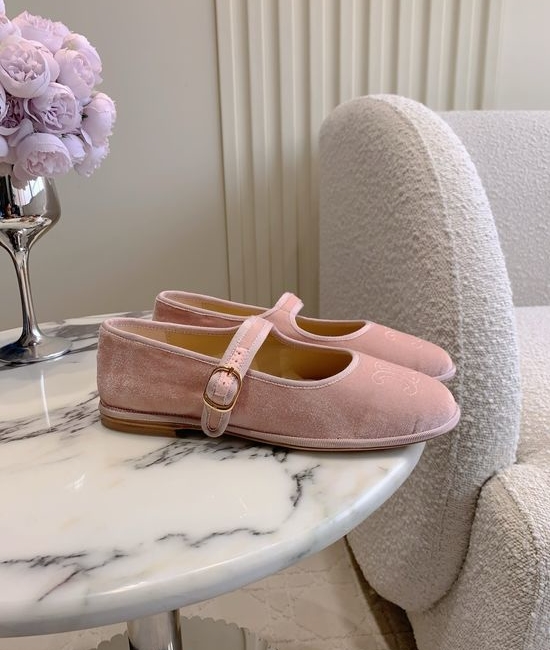Celine Velvet Mary Jane Flat Shoes Comfortable Elegant