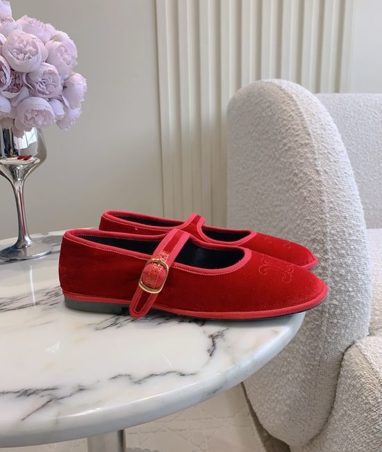 Celine Velvet Mary Jane Flat Shoes Comfortable Elegant