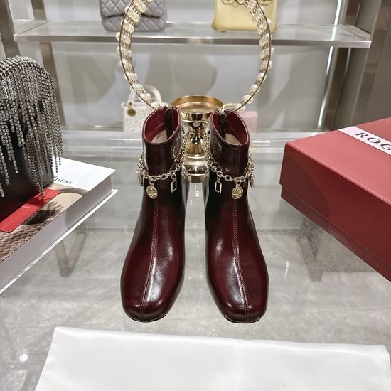 Vivienne Westhood Patent Leather Drill Buckle Short Boots Chunky Heel Zipper Footwear