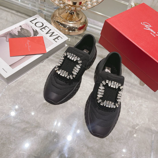Roger Viver RV Rhinestone Buckle Comfortable Soft Casual Daily Sneakers