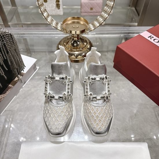 Roger Viver RV Rhinestone Buckle Breathable Casual Daily Walking Sneakers