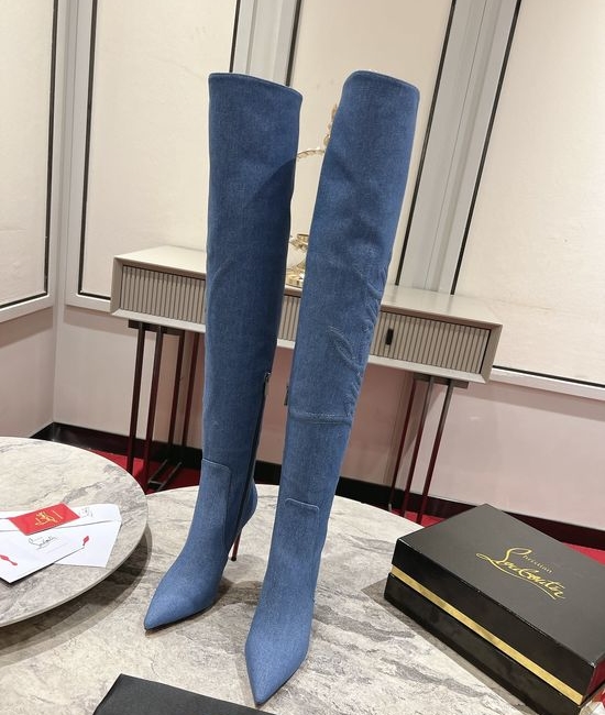 Christian Louboutine Cowboy Style Embroidered Stiletto Boots Classic Handcrafted