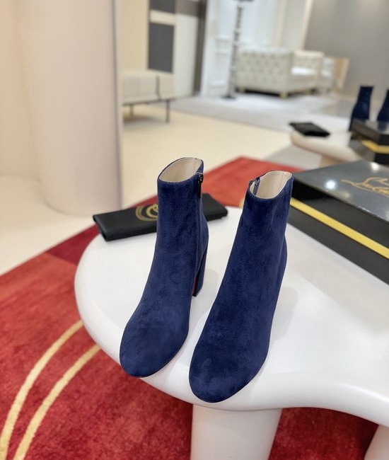 Christian Louboutine Calfskin Block Heel Ankle Boots Cushioned Insole
