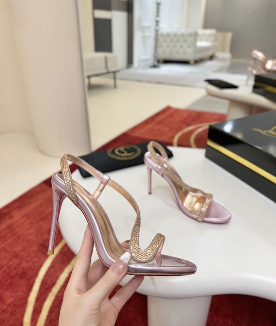 Christian Louboutine Rhinestone Decor Stiletto Sandals Fashion Chic Footwear