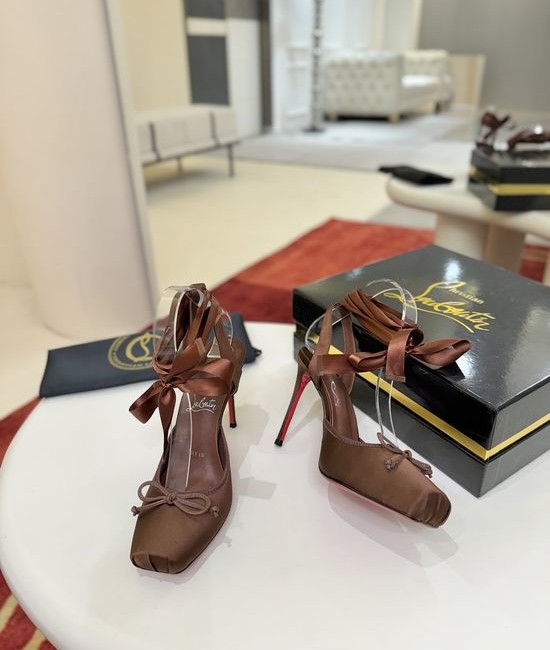 Christian Louboutine Black Satin Ballet-Inspired High-Heeled Shoes