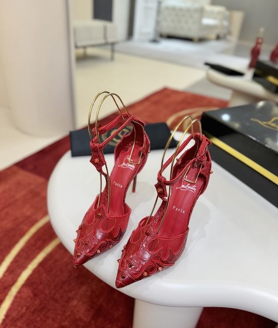 Christian Louboutine Elegant Stiletto Heel Sandals with Textured Upper