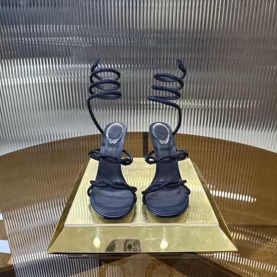 Rene Caovilla Rhinestone Embellished Cross Strap High Heel Sandals