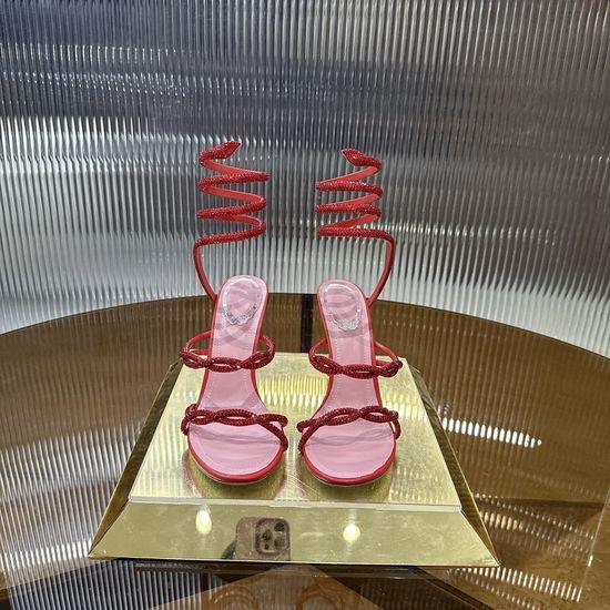 Rene Caovilla Rhinestone Embellished Cross Strap High Heel Sandals
