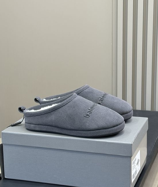 Balenciaga Cozy Shearling Lined Slip On Half Slippers