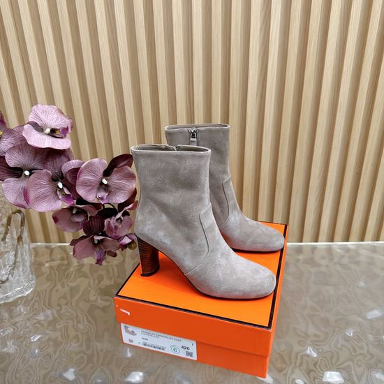 Hermes Minimalist Chunky Heel Slip-On Ankle Boots