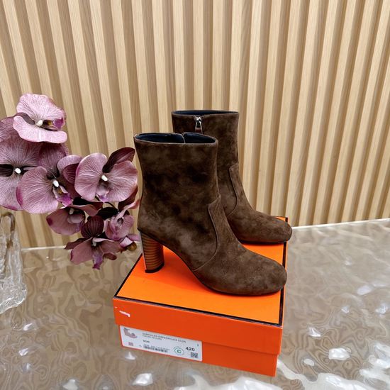 Hermes Minimalist Chunky Heel Slip-On Ankle Boots