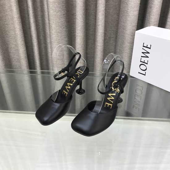 Loewe Luxury Smooth Leather Decorative Heeled Sandals