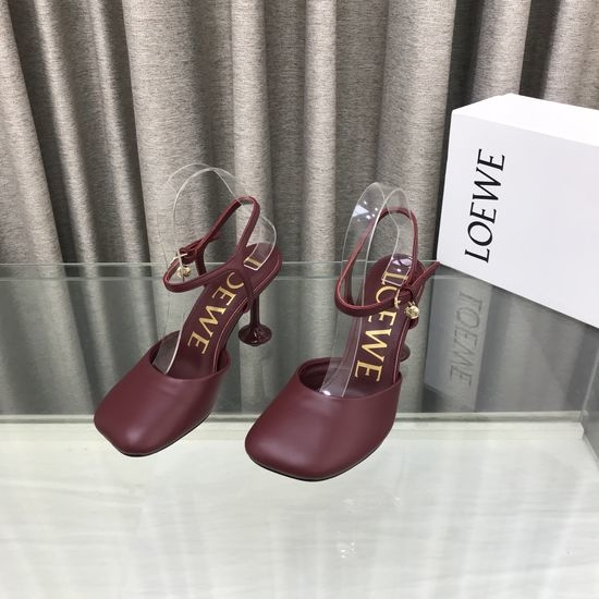 Loewe Luxury Smooth Leather Decorative Heeled Sandals