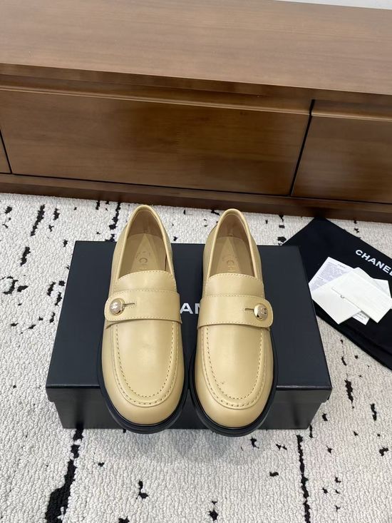 Chanel Classic Buckle Accent Leather Loafers Comfortable Fit