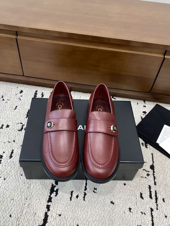 Chanel Classic Buckle Accent Leather Loafers Comfortable Fit
