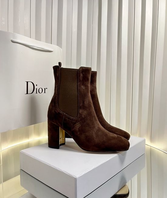 Christian Dior CD Punk Style Chunky Heel Ankle Boots With Logo Accent