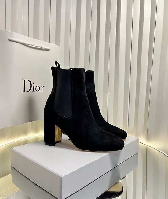 Christian Dior CD Punk Style Chunky Heel Ankle Boots With Logo Accent