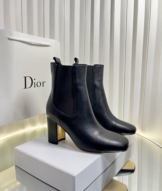 Christian Dior CD Punk Style Chunky Heel Ankle Boots With Logo Accent