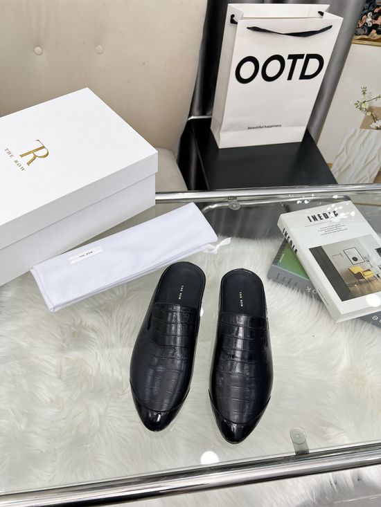The Row Minimalist Retro Leather Mules Comfortable Casual Slip-on Shoes