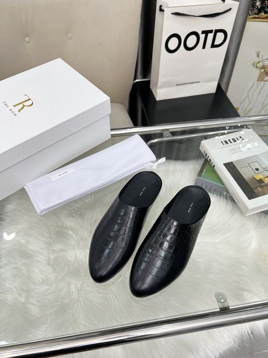 The Row Minimalist Retro Leather Mules Comfortable Casual Slip-on Shoes