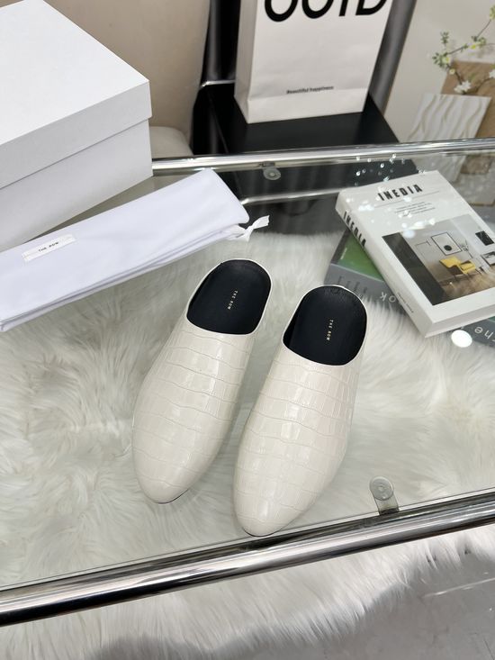 The Row Minimalist Retro Leather Mules Comfortable Casual Slip-on Shoes