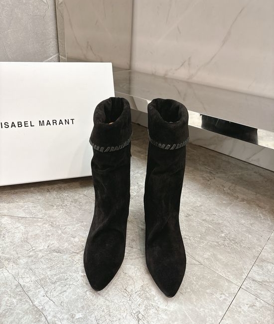 Isabel Marant Ruched Suede Leather Boots Relaxed Style Comfortable Sole