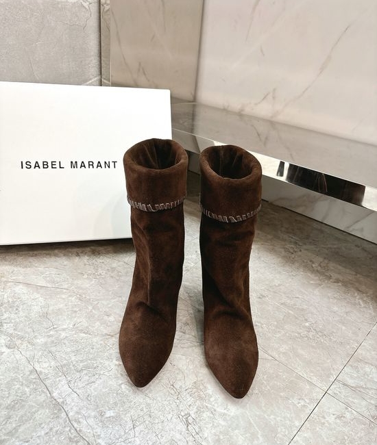 Isabel Marant Ruched Suede Leather Boots Relaxed Style Comfortable Sole