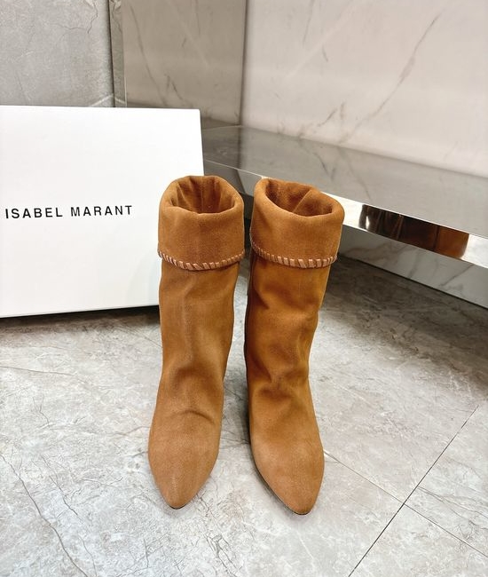 Isabel Marant Ruched Suede Leather Boots Relaxed Style Comfortable Sole