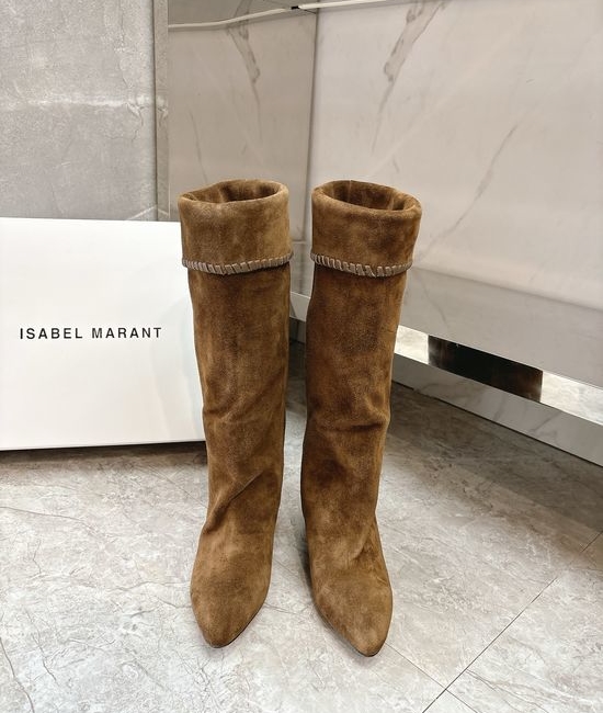 Isabel Marant Ruched Suede Leather Boots Relaxed Style Comfortable Sole