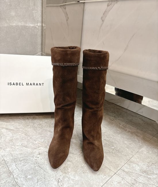 Isabel Marant Ruched Suede Leather Boots Relaxed Style Comfortable Sole