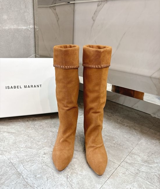 Isabel Marant Ruched Suede Leather Boots Relaxed Style Comfortable Sole