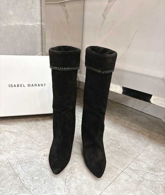 Isabel Marant Ruched Suede Leather Boots Relaxed Style Comfortable Sole