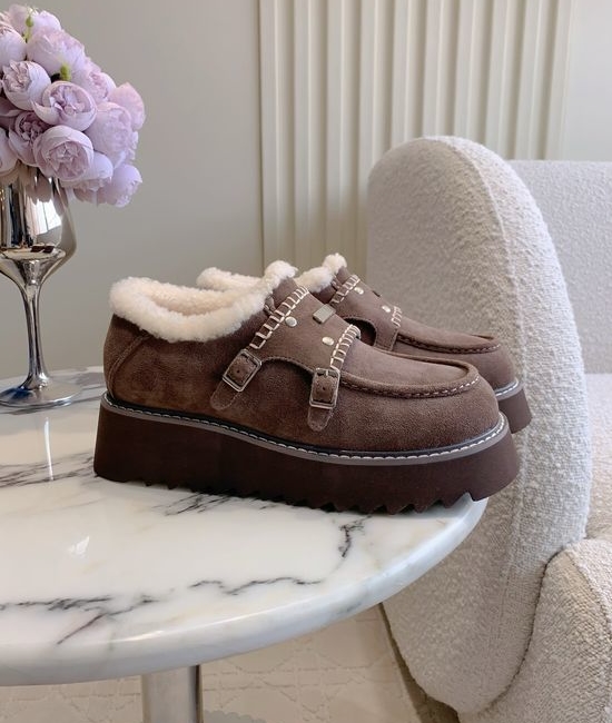 UGG Warm Wool Lined Leather Upper Casual Platform Shoes