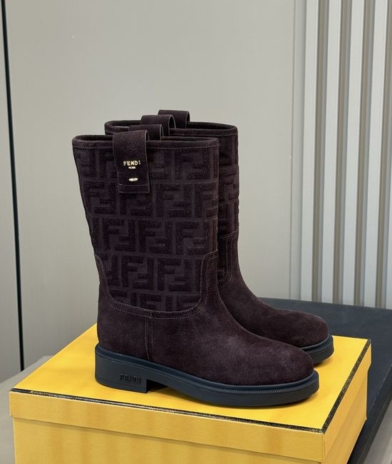 Fendi Suede Knee High Boots Soft Leather Comfortable Elegant
