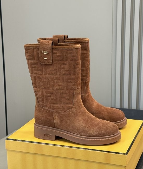 Fendi Suede Knee High Boots Soft Leather Comfortable Elegant