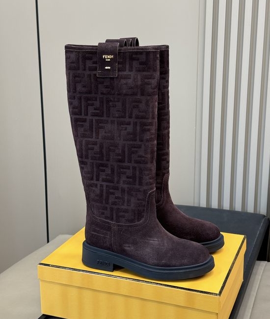 Fendi Premium Suede Knee High Boots For Daily Wear