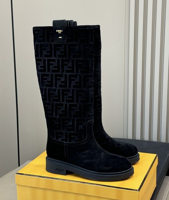 Fendi Premium Suede Knee High Boots For Daily Wear