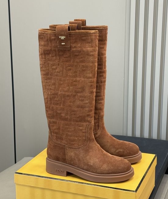 Fendi Premium Suede Knee High Boots For Daily Wear