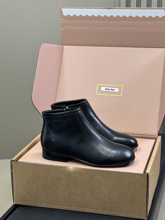 Miu Miu Premium Calfskin Casual Shoes With Leather Outsole