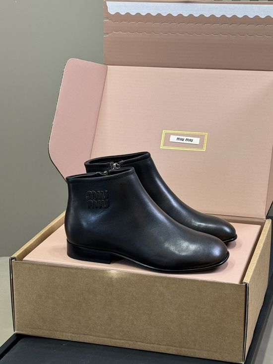 Miu Miu Premium Calfskin Casual Shoes With Leather Outsole