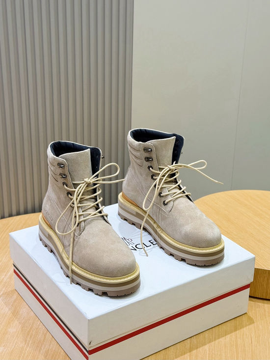 Moncler Premium Suede Leather High-top Ankle Boots for Daily Wear