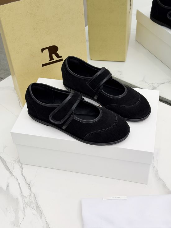 The Row Minimalist Hook And Loop Round Toe Mary Jane Flats