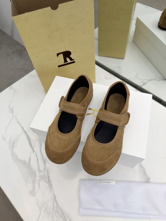 The Row Minimalist Hook And Loop Round Toe Mary Jane Flats