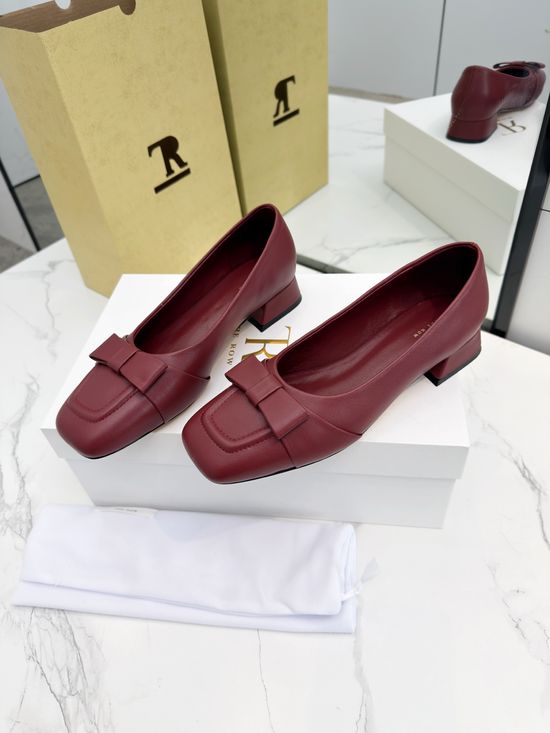 The Row Minimalist Bow Slip On Loafers Soft Leather Casual Shoes