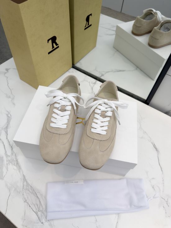 The Row Minimalist Color Block Lace Up Casual Suede Sneakers