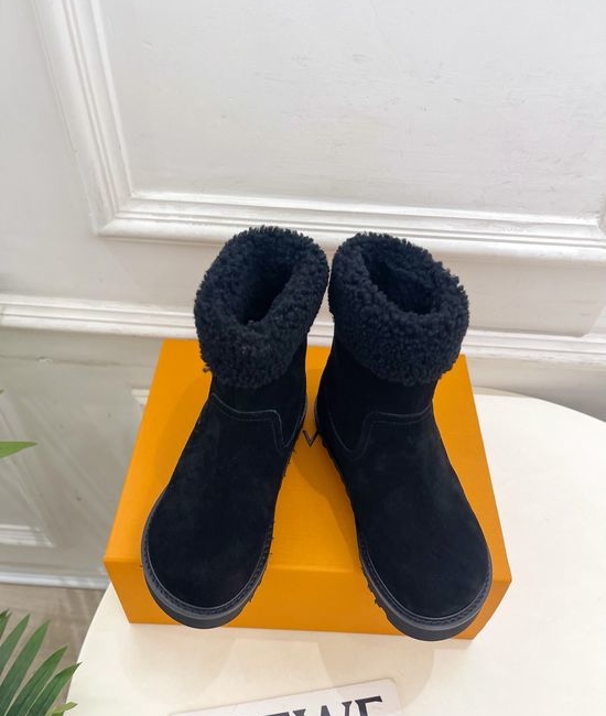 Louis Vuitton LV Furry Warm Suede Winter Snow Boots Anti-slip Sole